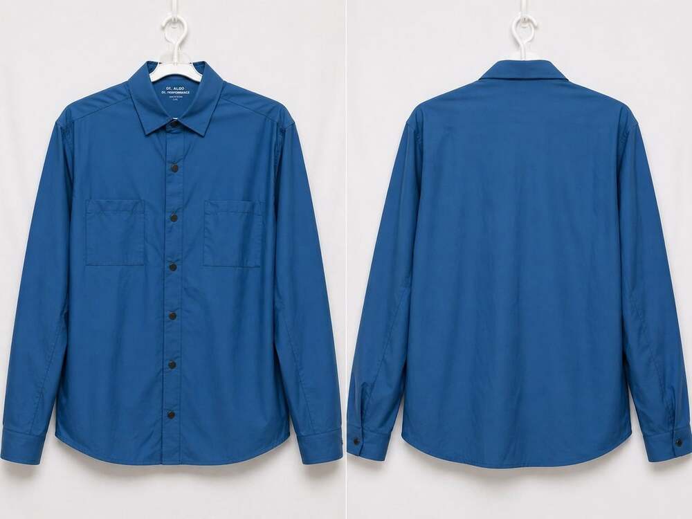 NEW 01.ALGO Shirt Mens Large Blue Performance Stretch Button Up D25 NWT